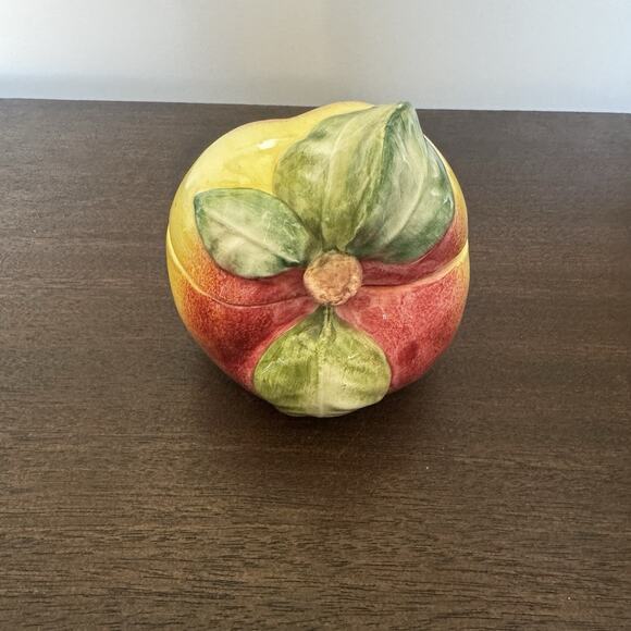 Vietri Apple Trinket Box Covered Dish w/ Lid Made In Italy Hand Painted Numbered - Picture 2 of 16